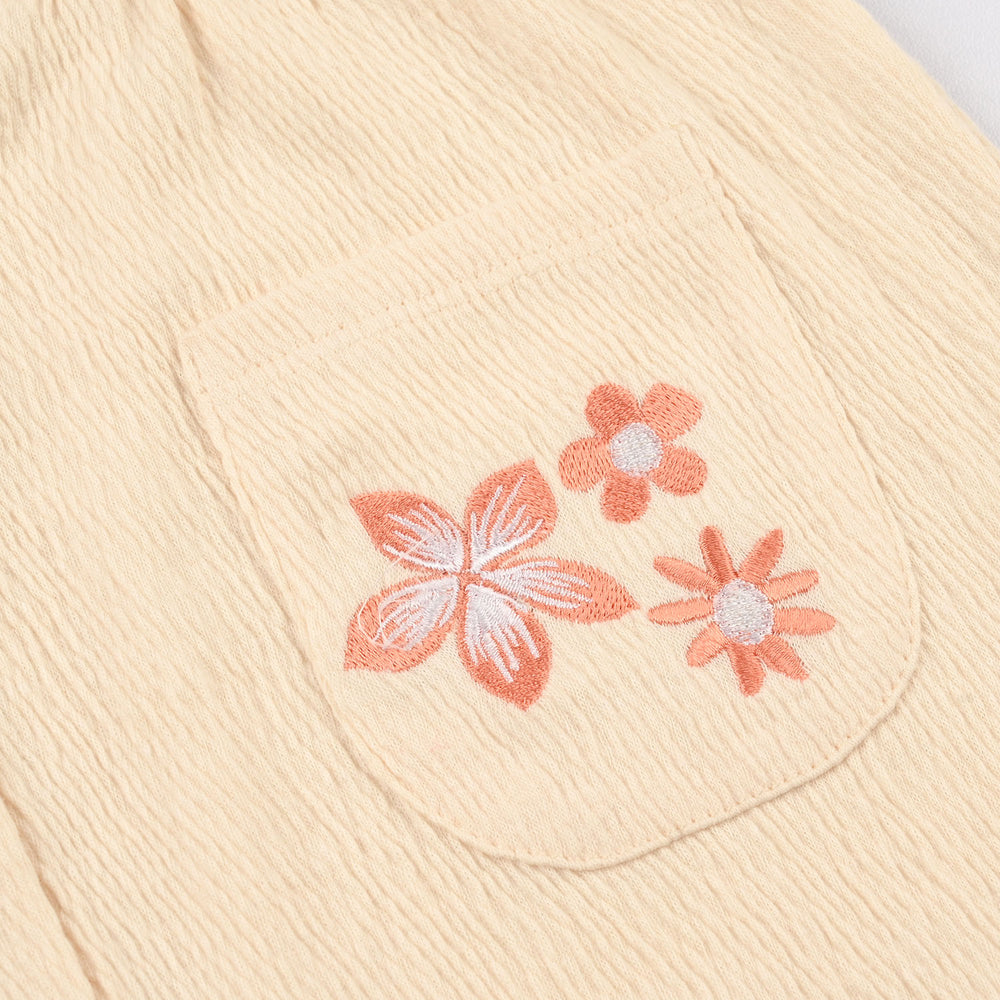 Infant Girls Poly Crinkle Knitted Romper (Little Buds) - Yellow