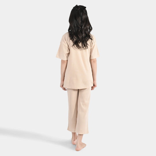 Girls Thermal Suit 2 Piece (Its A Great Time) - Brown