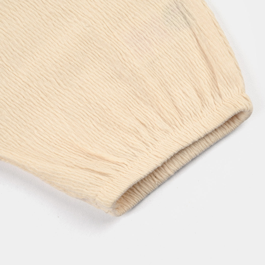 Infant Girls Poly Crinkle Knitted Romper (Little Buds) - Yellow