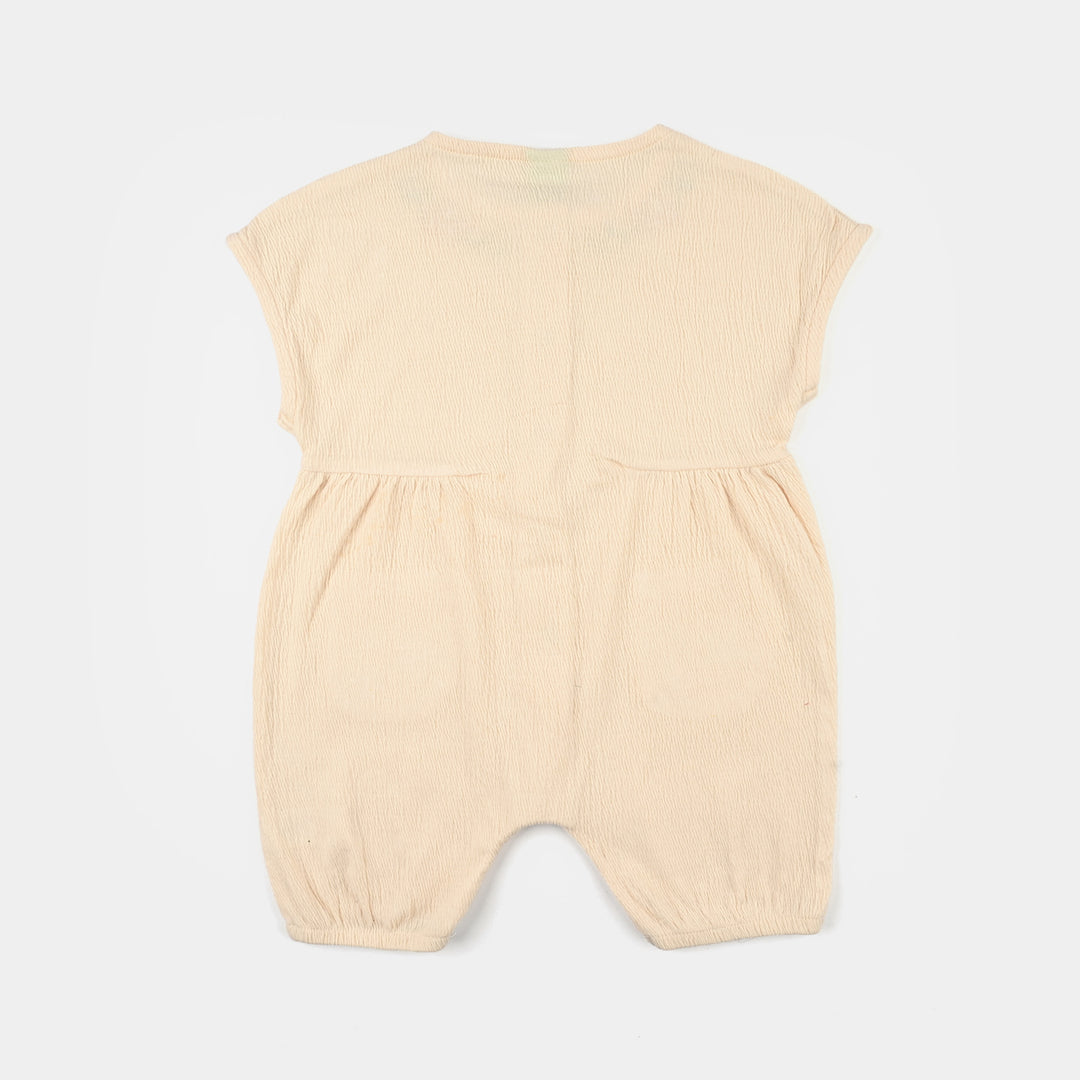 Infant Girls Poly Crinkle Knitted Romper (Little Buds) - Yellow