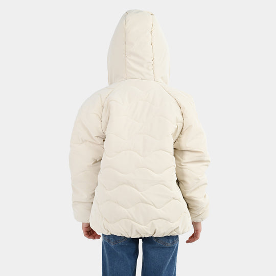 Girls Polyester Quilted Jacket Basic Beige