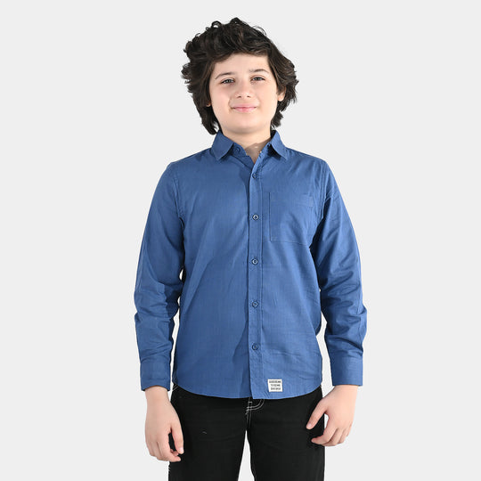 Boys Slub Jersey Casual Shirt (Success) - Blue