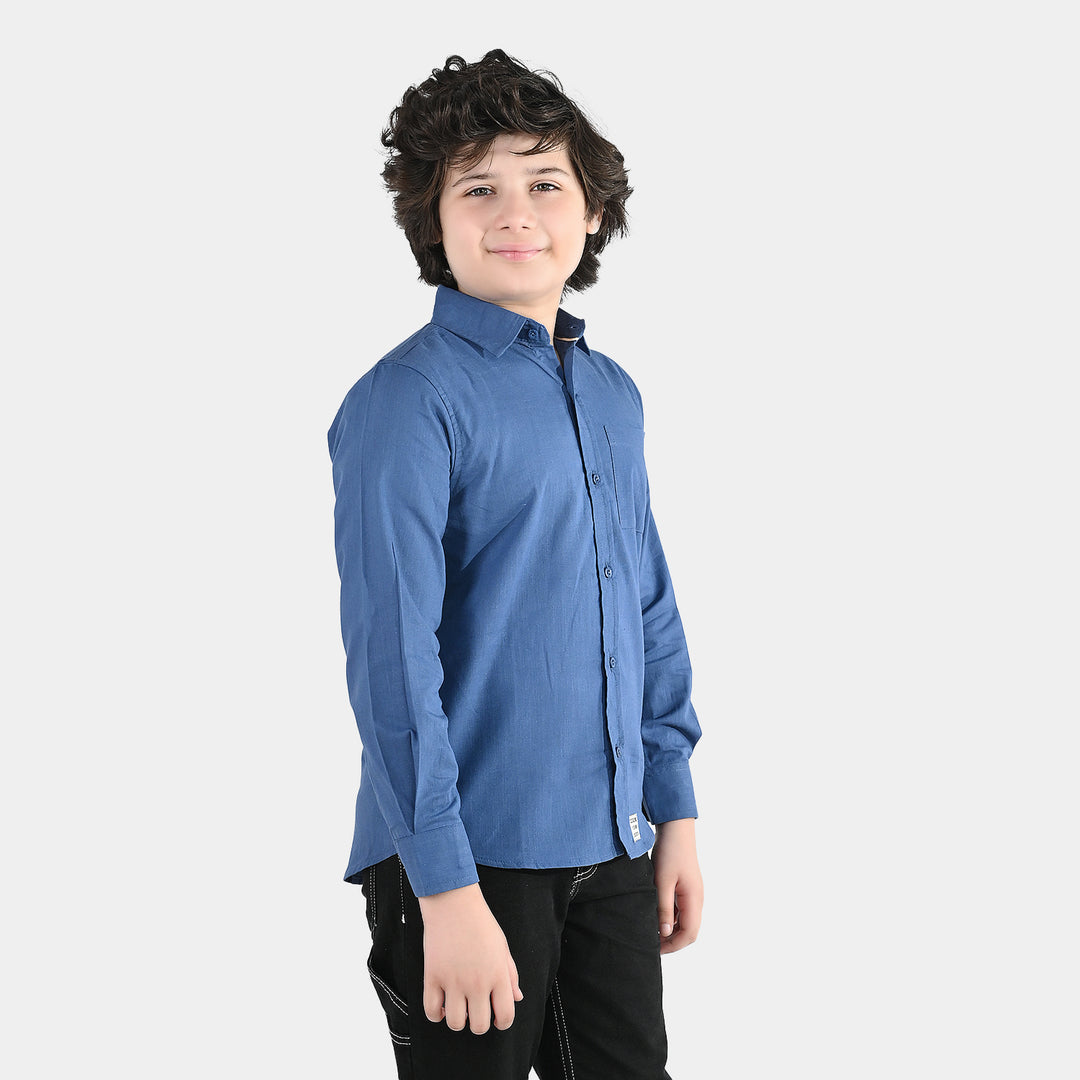 Boys Slub Jersey Casual Shirt (Success) - Blue