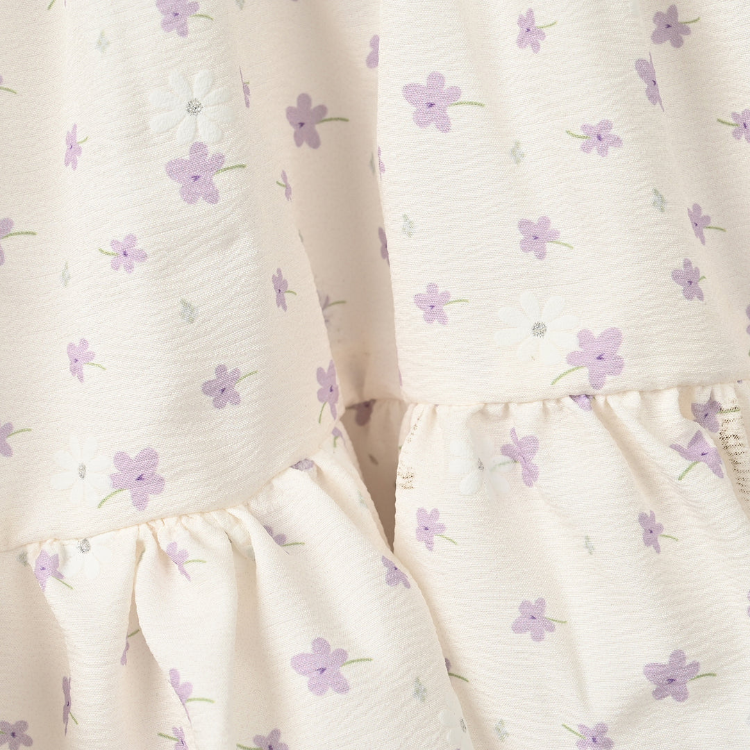 Girls Polyester Casual Frock Glitter Dots-WHITE