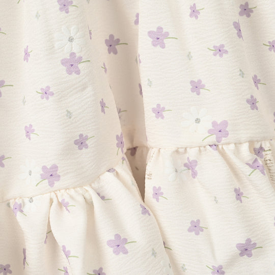 Girls Polyester Casual Frock Glitter Dots-WHITE