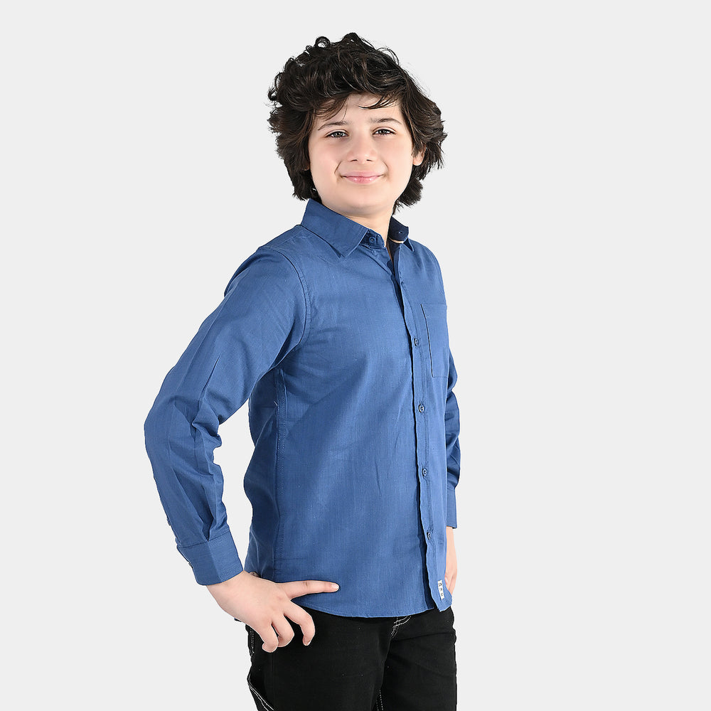 Boys Slub Jersey Casual Shirt (Success) - Blue