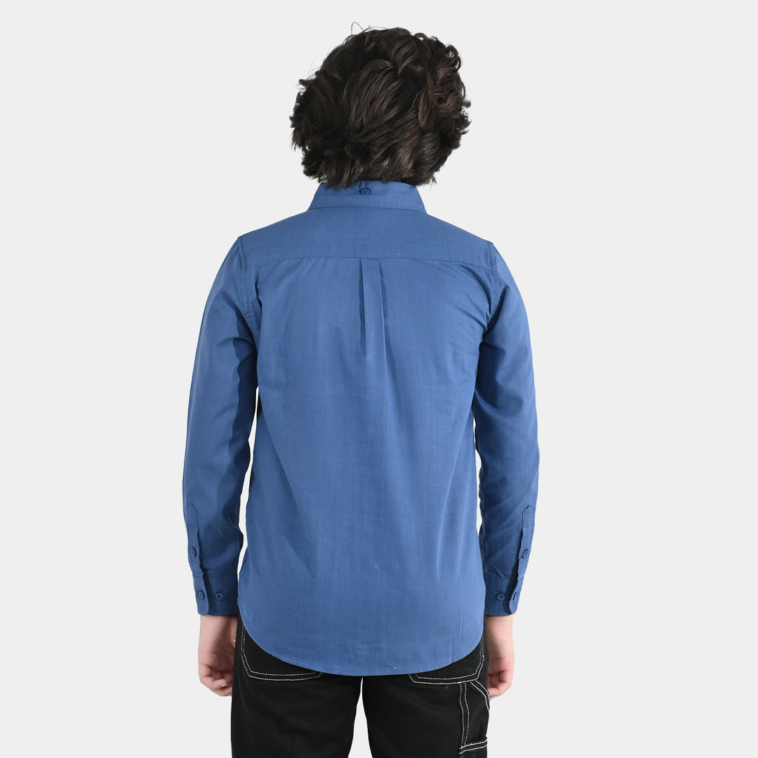 Boys Slub Jersey Casual Shirt (Success) - Blue