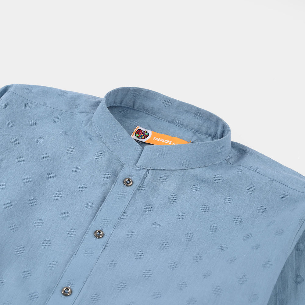 Boys Cotton Jacquard Kurta - Grey