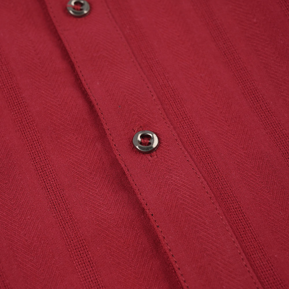 Boys Cotton Jacquard Kurta - Maroon