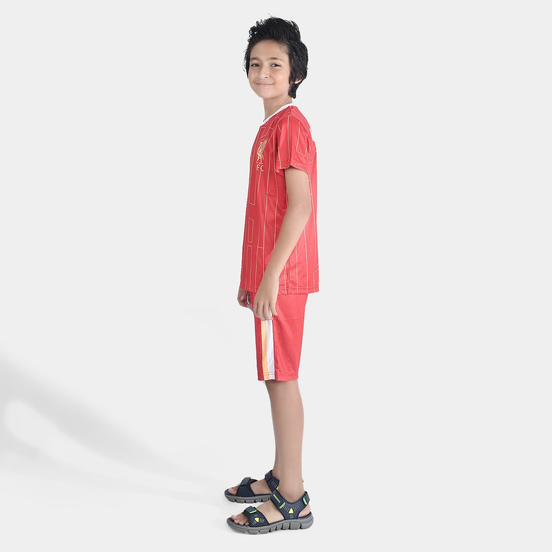 Boys Polyester Jersey 2 Piece Suit-Red