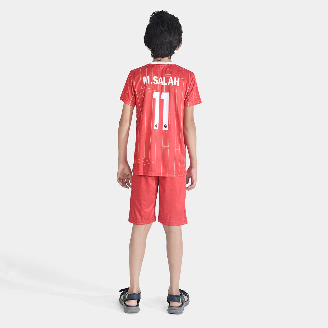 Boys Polyester Jersey 2 Piece Suit-Red