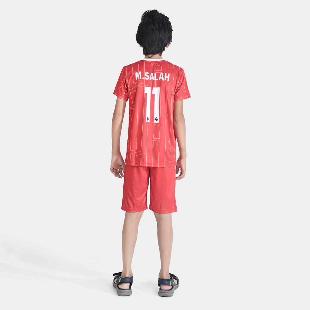 Boys Polyester Jersey 2 Piece Suit-Red