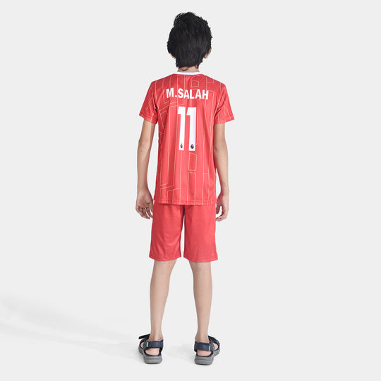 Boys Polyester Jersey 2 Piece Suit-Red