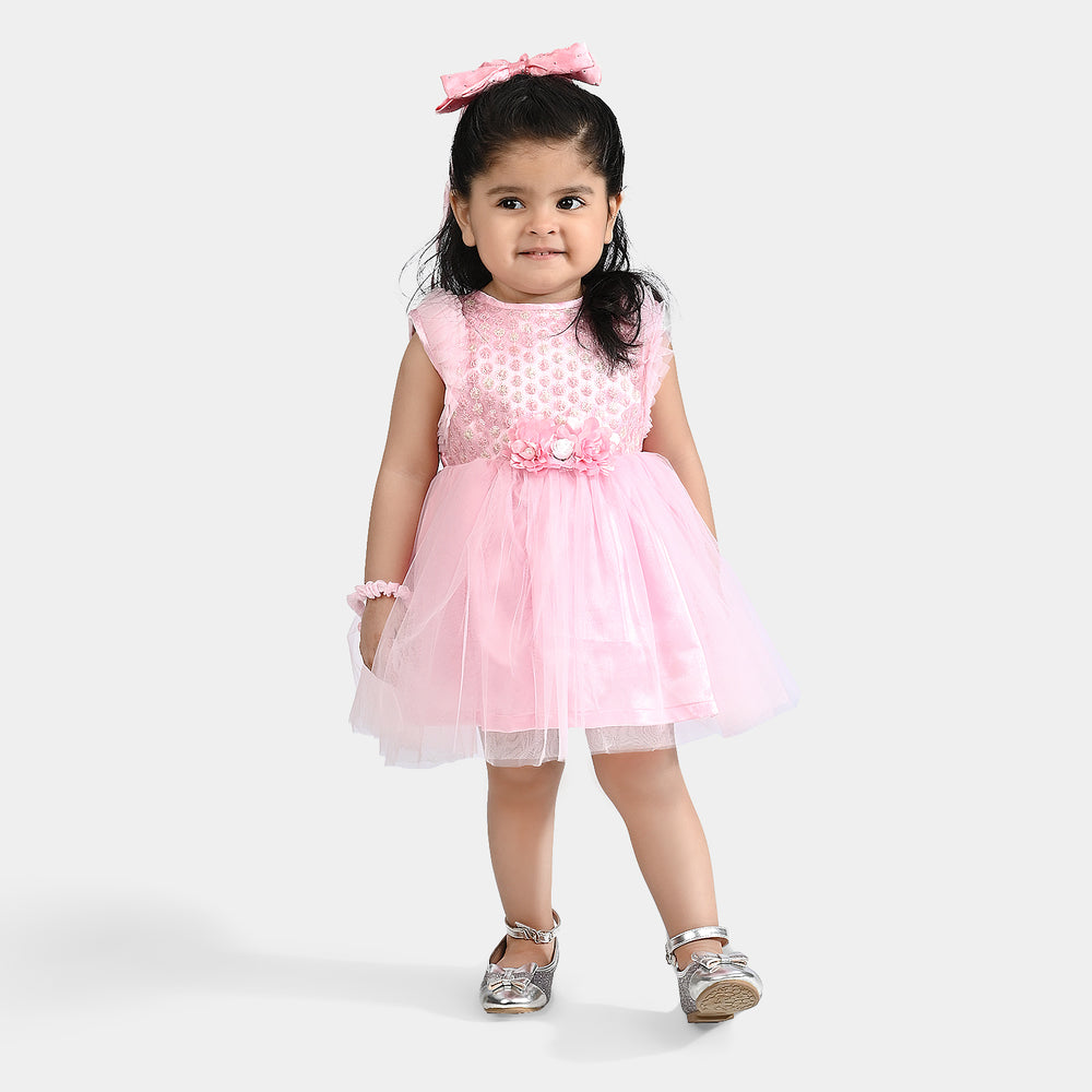 Infant Girl Net Fancy Frock Dreamy-Pink