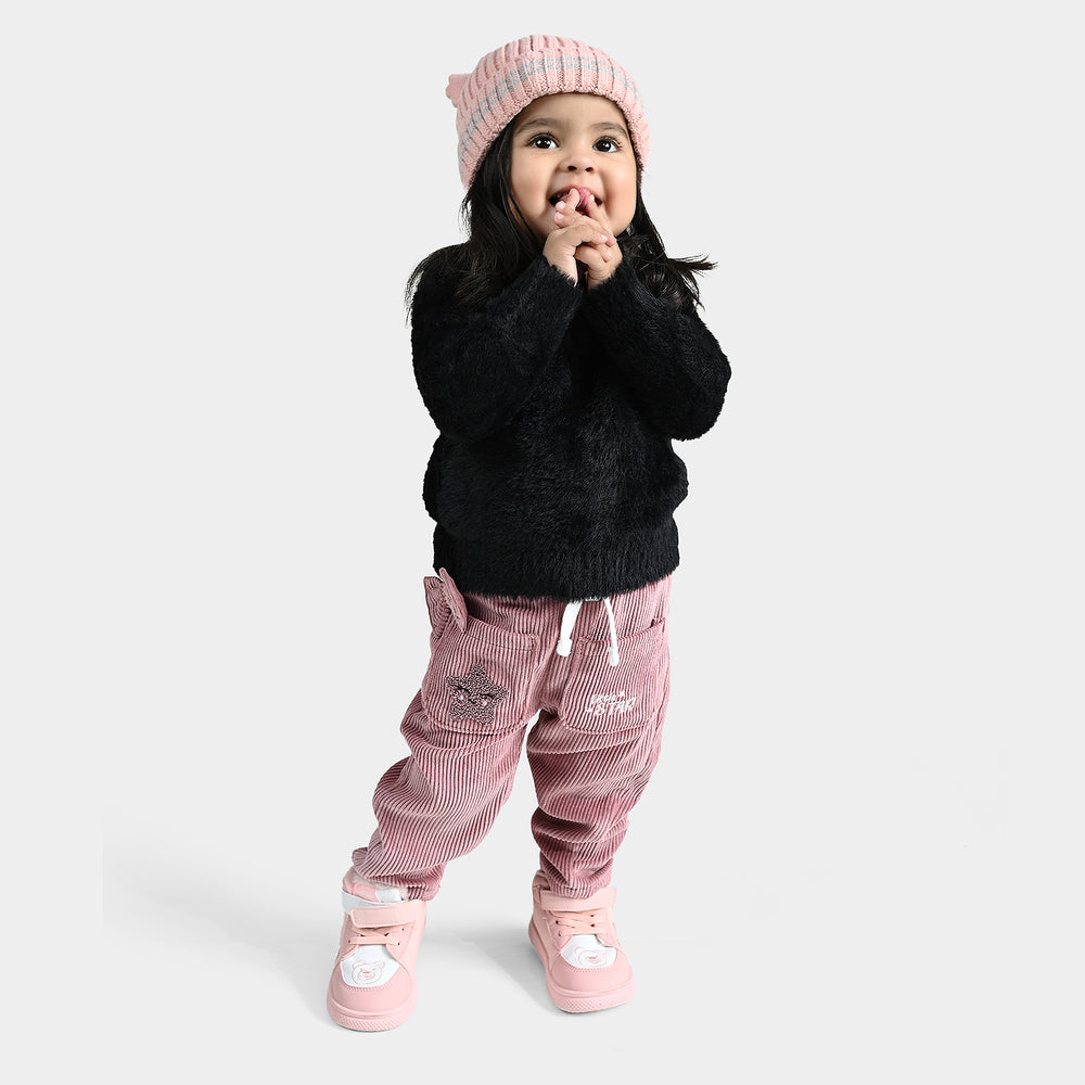 Infant Girls Feather yarn Sweater Basic-BLACK