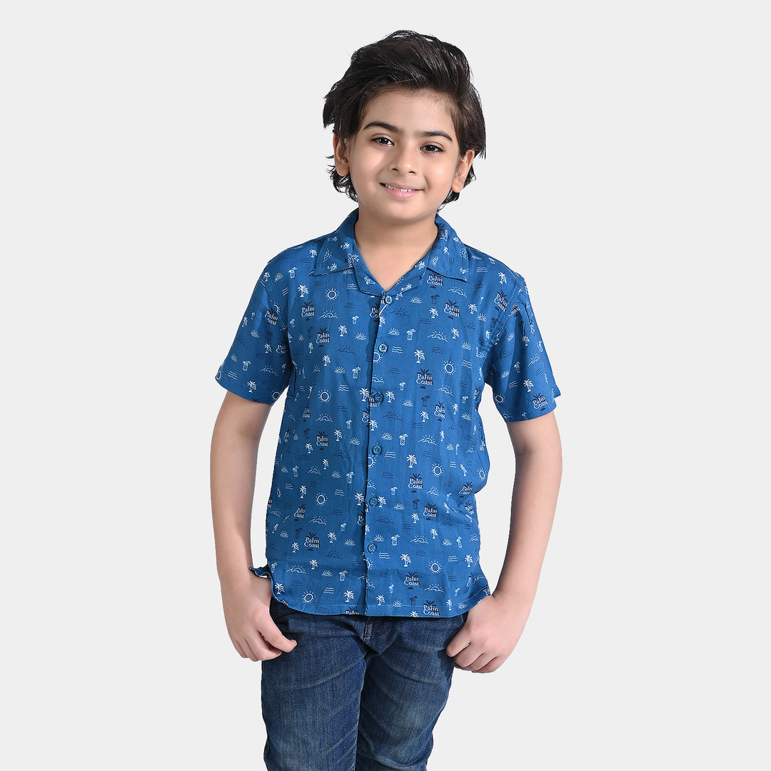 Boys Viscose Casual Shirt (Palm coast)-Blue