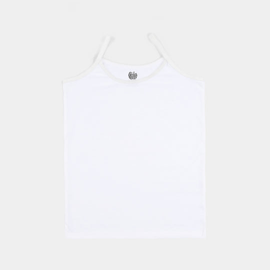 Girls Cotton Jersey Cami Basic-Pack Of 2-White/Black