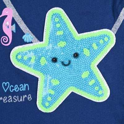 Infant Girls Cotton Jersey T-Shirt Treasure Ocean-Navy Peony