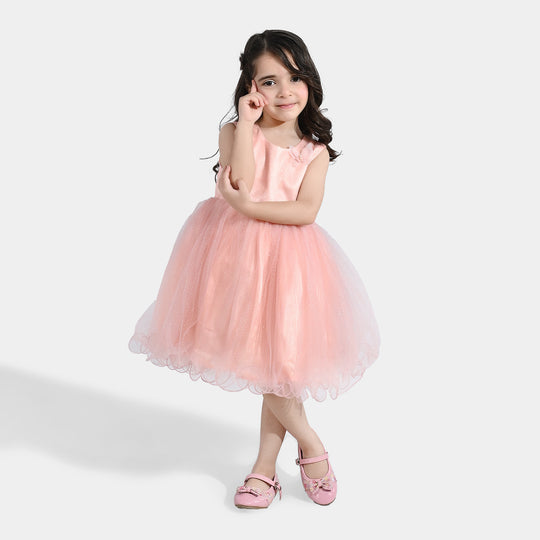 Girls Net Frock (3D Butterfly) - Peach
