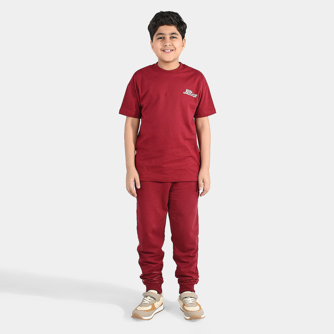 Boys Jersey/Terry 2 Piece Suit Just Action - Red