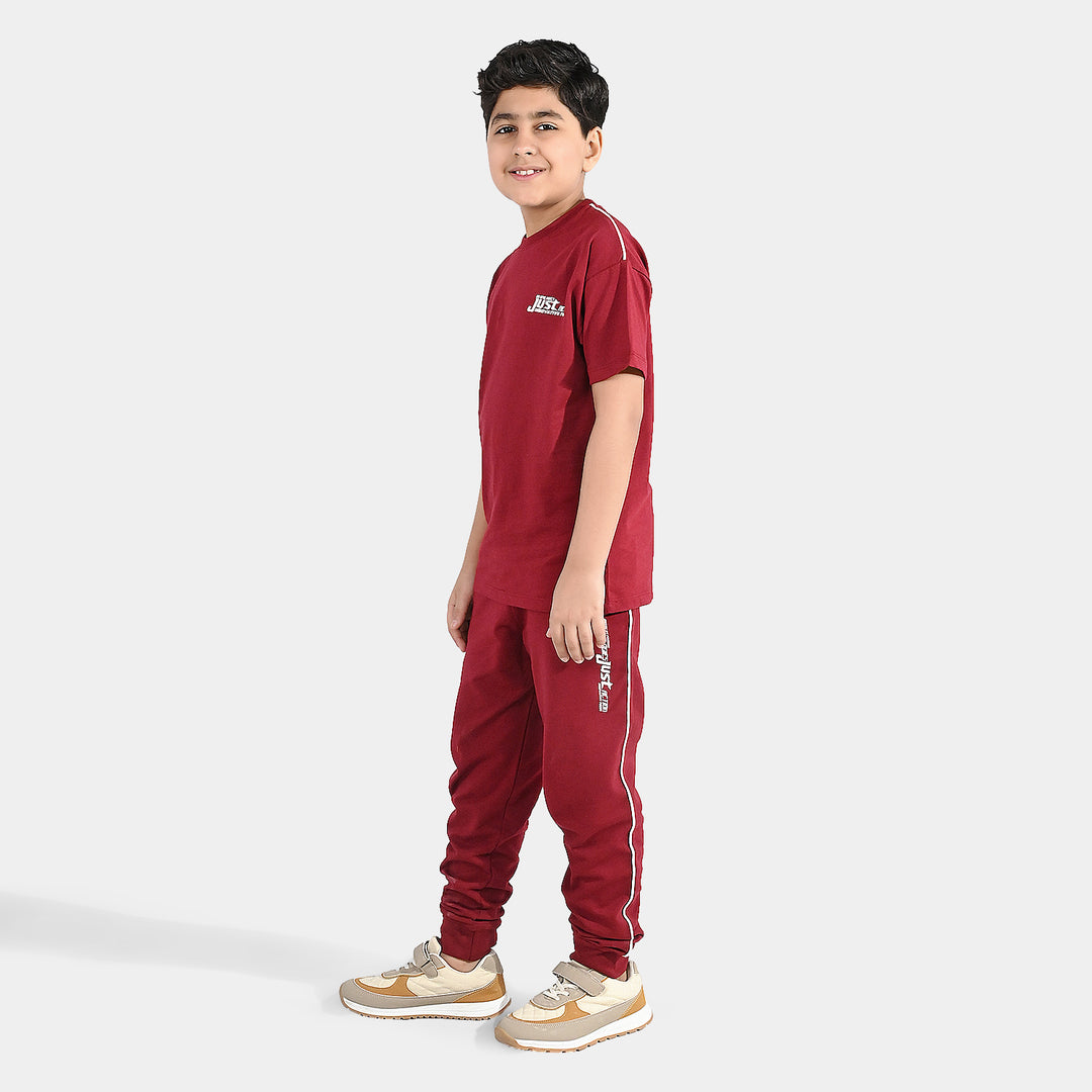 Boys Jersey/Terry 2 Piece Suit Just Action - Red
