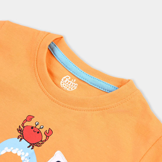 Infant Boys Cotton Jersey Round Neck T-Shirt Octopus-B.Marigold