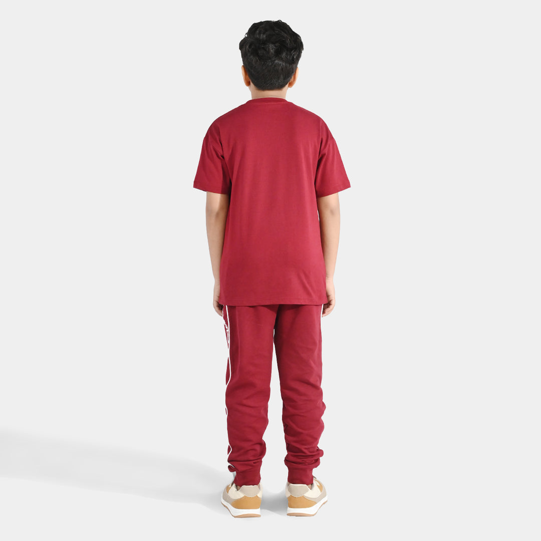 Boys Jersey/Terry 2 Piece Suit Just Action - Red