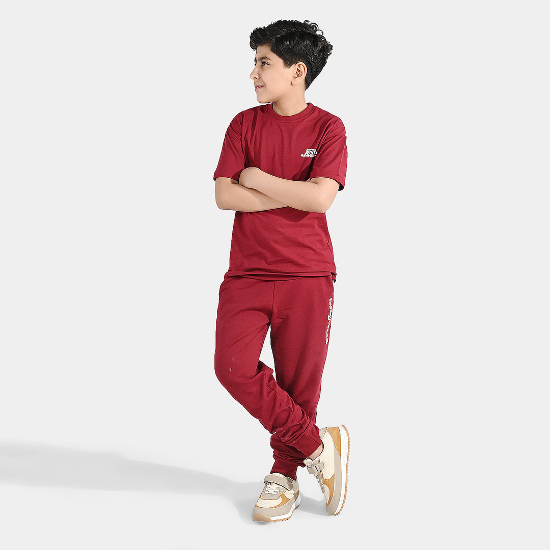 Boys Jersey/Terry 2 Piece Suit Just Action - Red