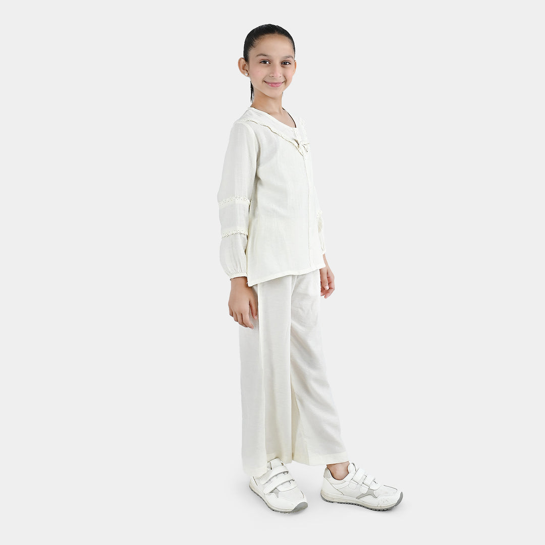Girls Seersucker Co-Ord Set Caramel-Off White