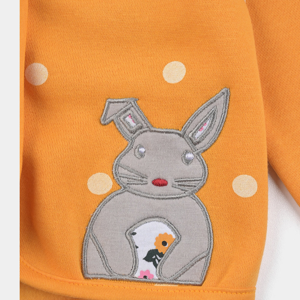 Infant Girls Fleece Knitted Jacket Polka Rabbit