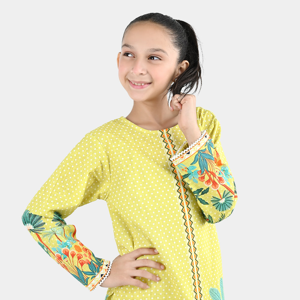 Girls Cotton Slub 2Pcs Tropical-Yellow