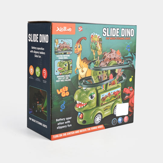 Electric Dinosaur Sliding Track & Escalator Toy with Light & Sound