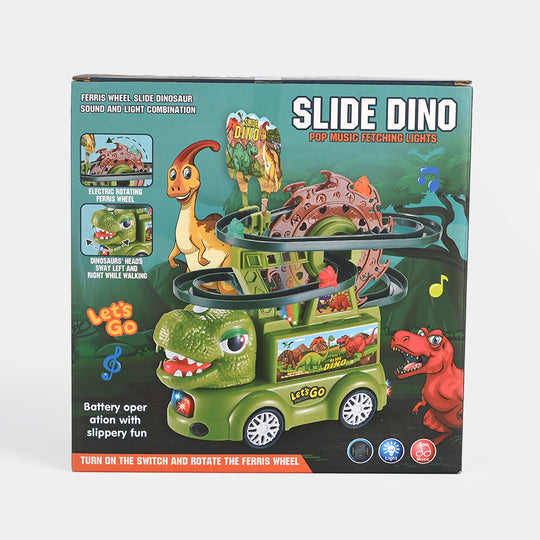 Electric Dinosaur Sliding Track & Escalator Toy with Light & Sound