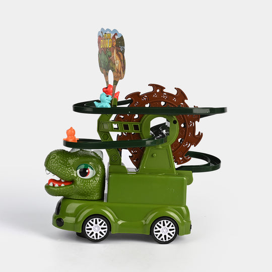 Electric Dinosaur Sliding Track & Escalator Toy with Light & Sound