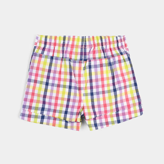 Infant Girls Poly Cotton Short Multi Check-Multi