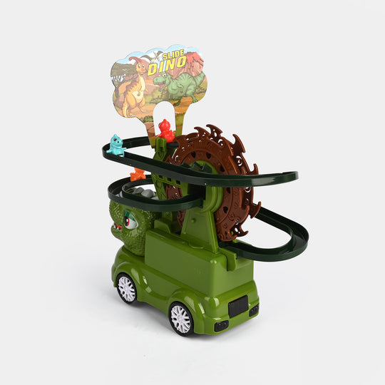 Electric Dinosaur Sliding Track & Escalator Toy with Light & Sound
