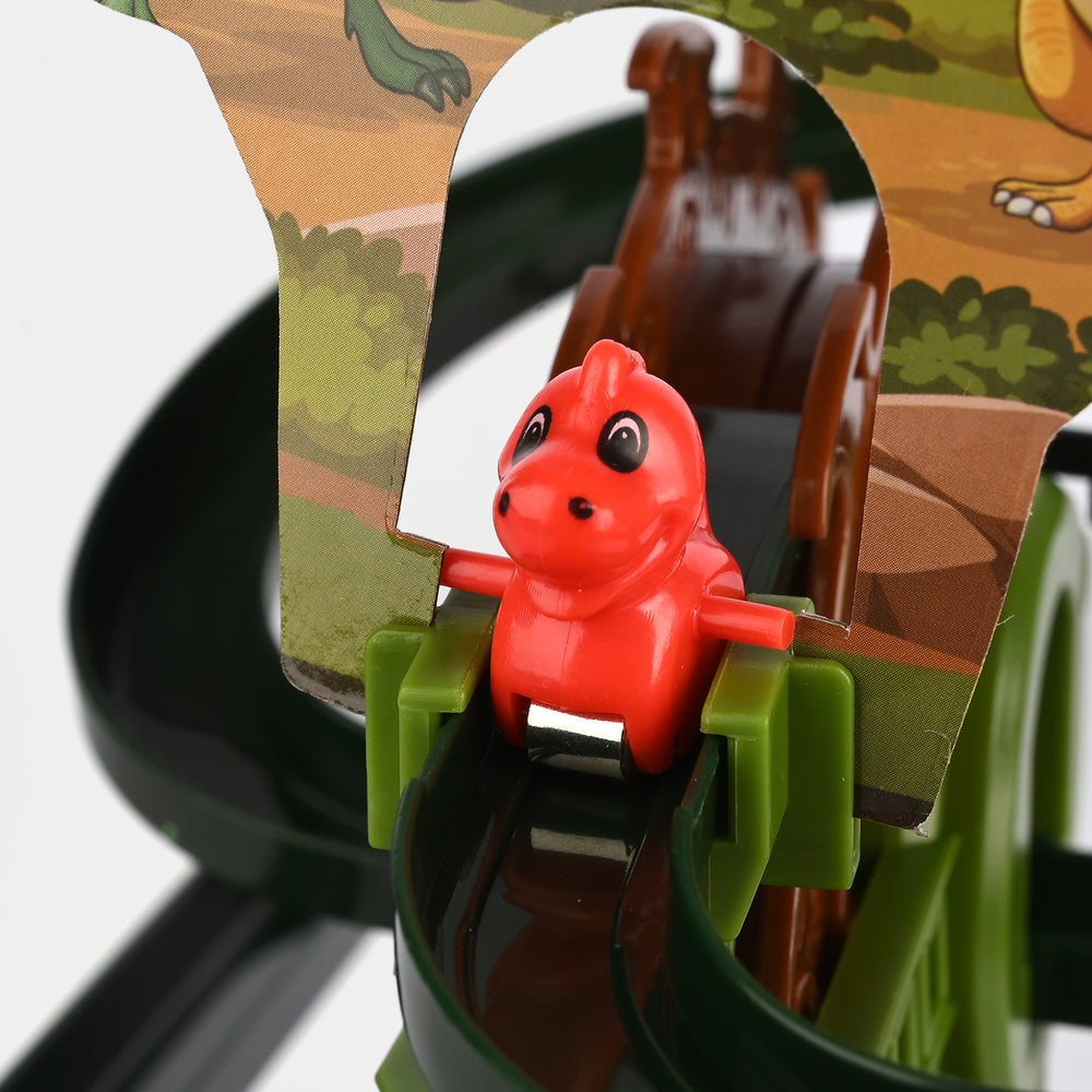 Electric Dinosaur Sliding Track & Escalator Toy with Light & Sound