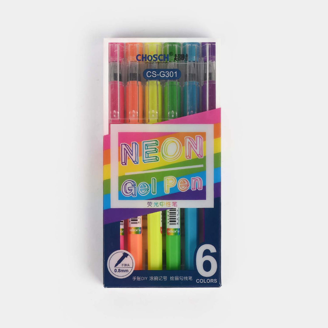 Neon Gel Pen Set 6Pcs