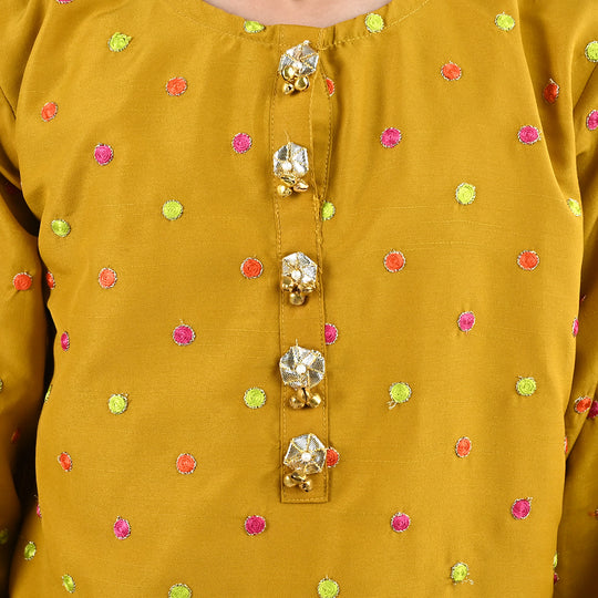 Girls Raw Silk 3Pcs Desi Diva-Lt.Mustard