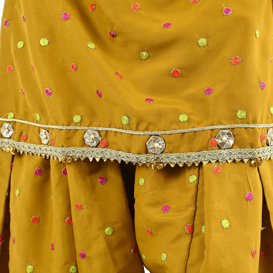 Girls Raw Silk 3Pcs Desi Diva-Lt.Mustard