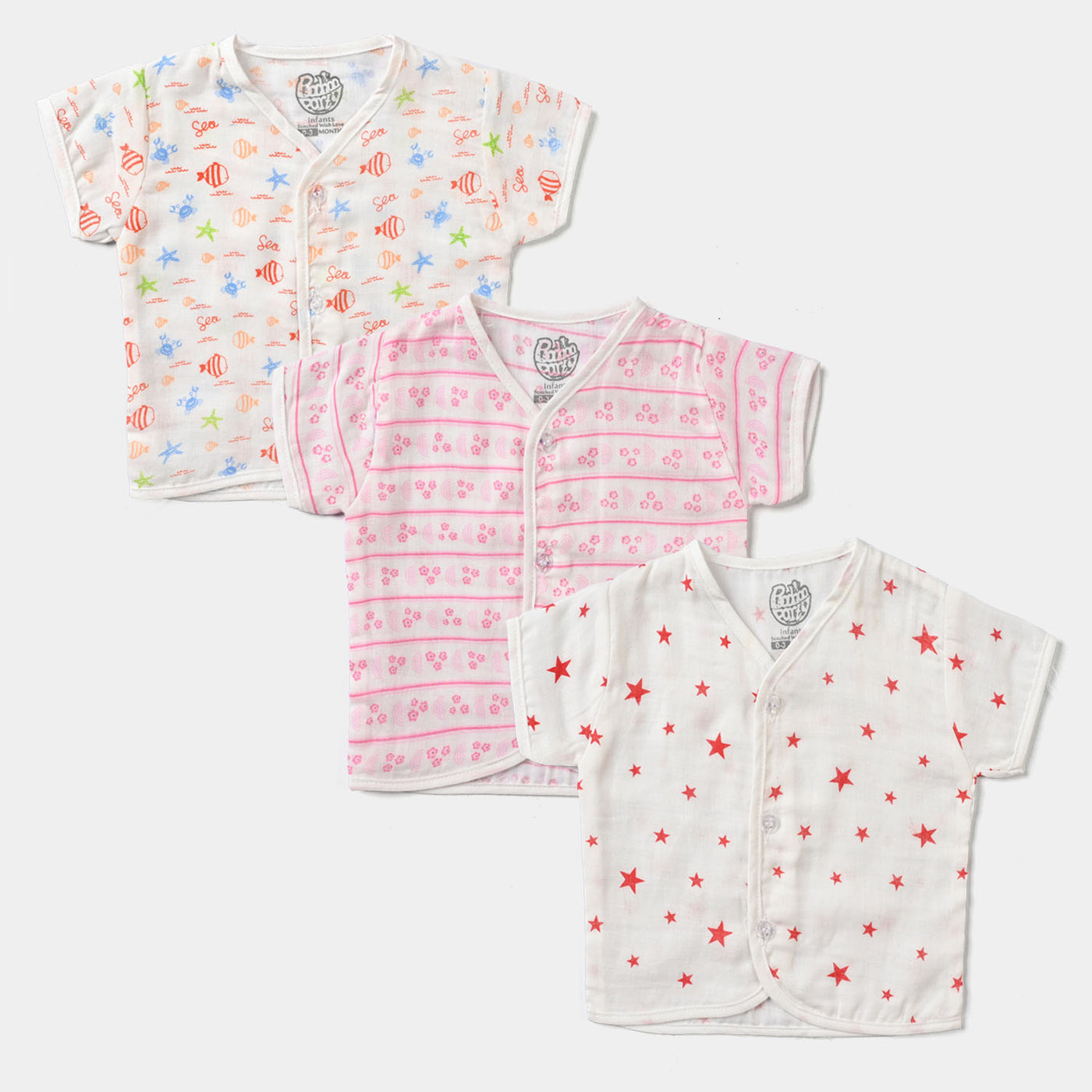 Pack of 3 Infant Summer Shirts | 0-3Months