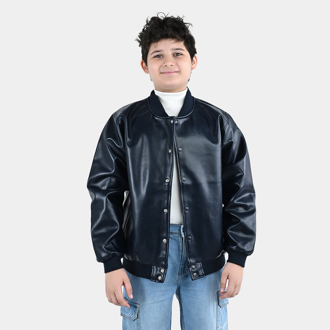 Boys PU Jacket Jetted-BLUE