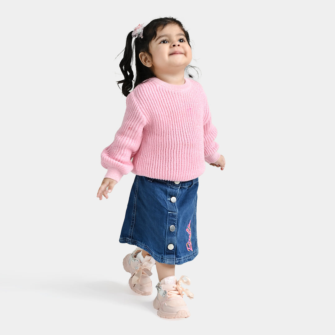 Infant Girls Knit Sweater Cable Lurex-Pink