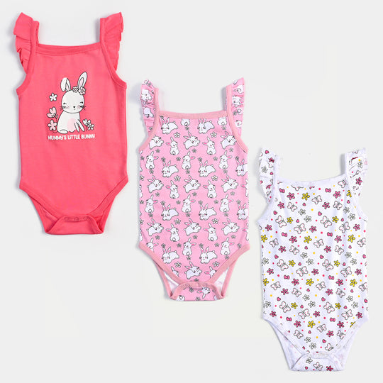 Infant Girls Cotton Interlock Romper 3PC Set Bunny