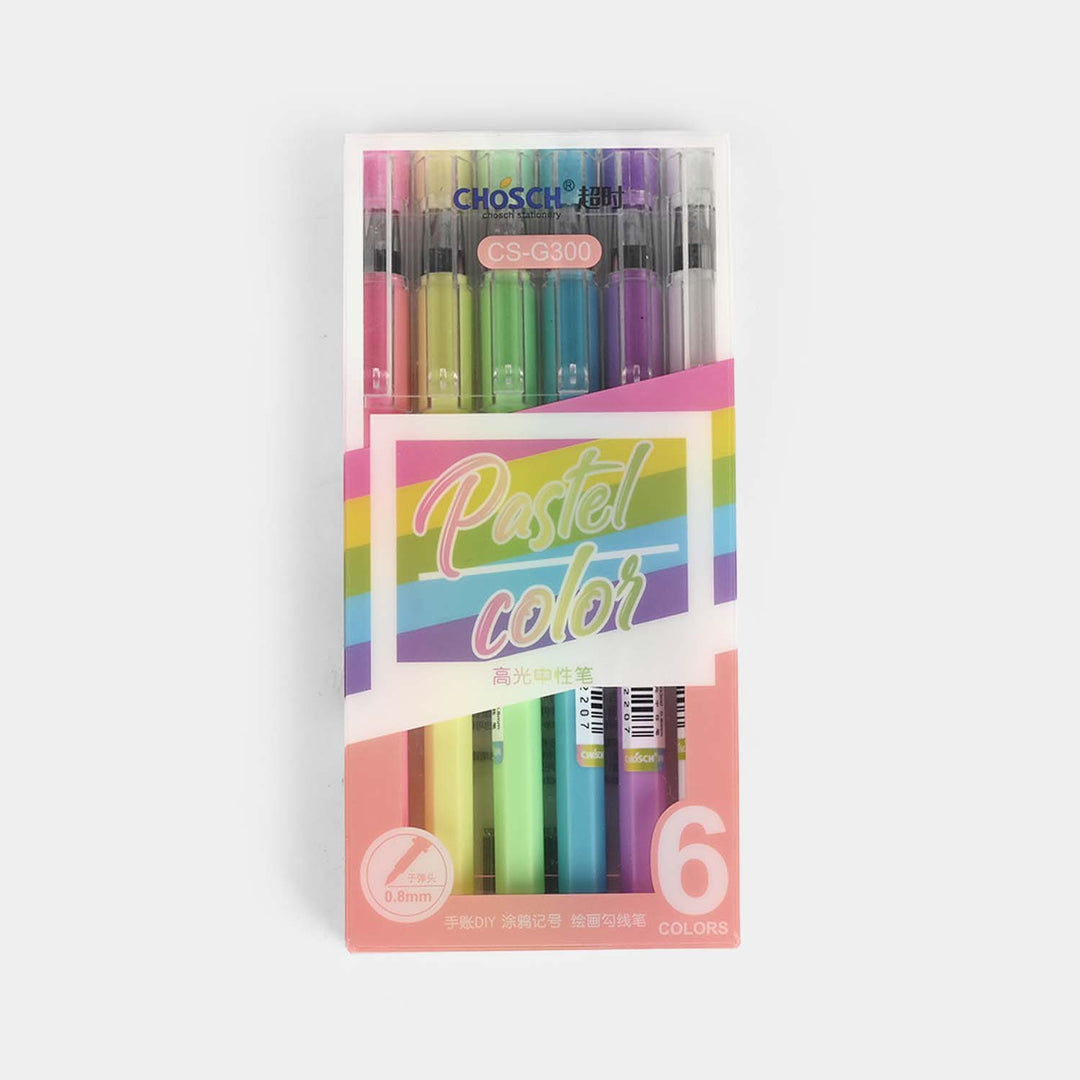 Pastel Color High-Light Gel Pen Set | 6PCs