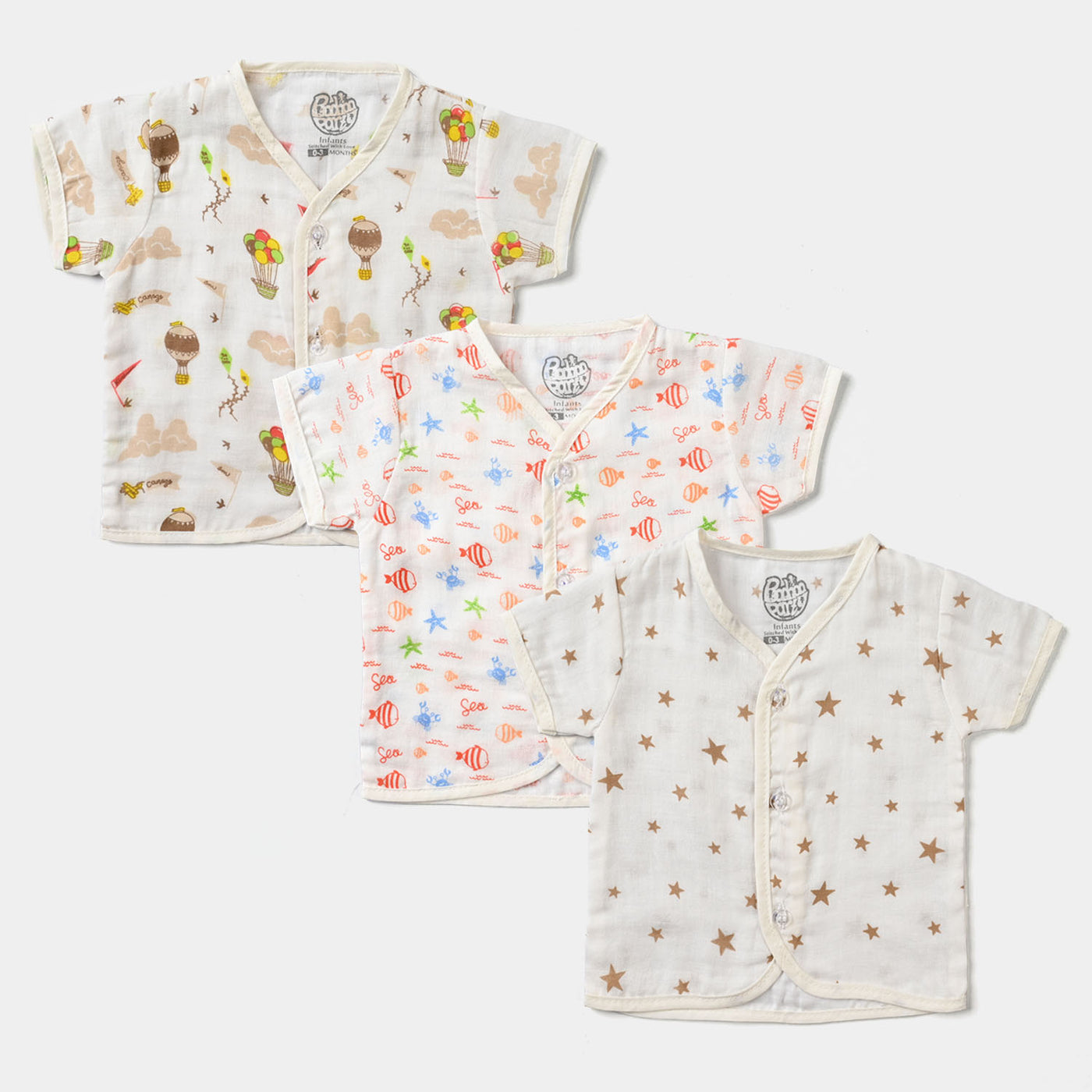 Pack of 3 Infant Summer Shirts | 0-3Months