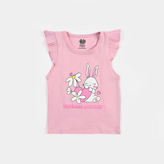 Infant Girls Cotton Interlock 3 Piece Sando Set Bunny