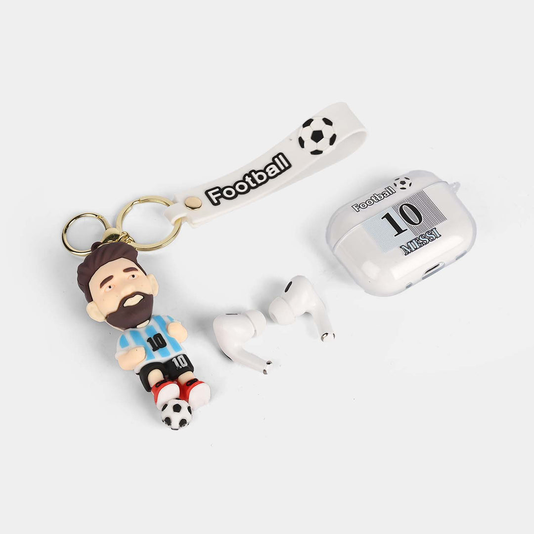 Wireless Stereo (TWS) Earphones with Protective Case & Keychain