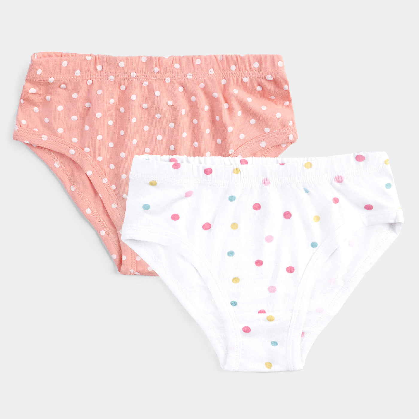 Girls Cotton Jersey Panties Pack of 2 Polka Dots-Pink/White