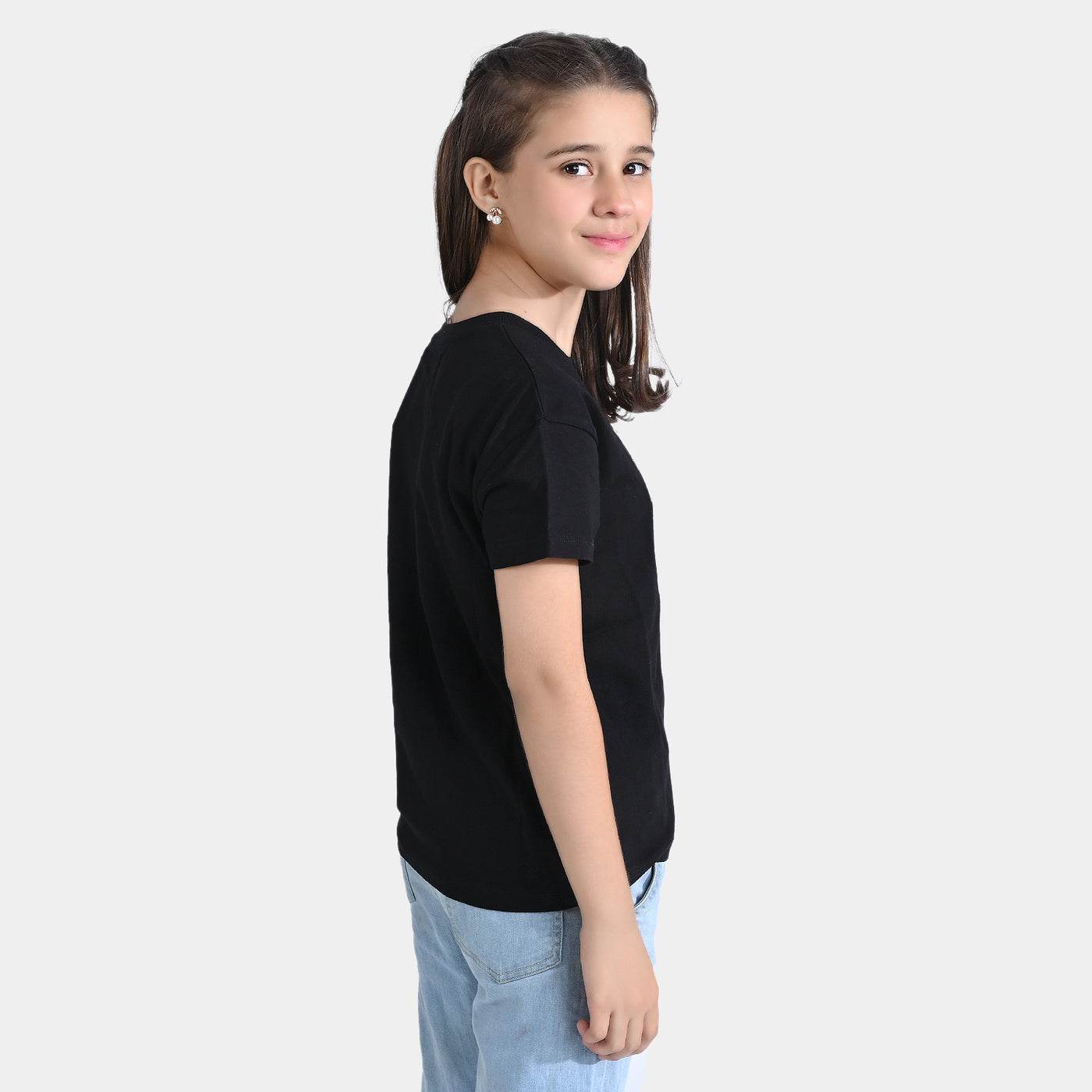 Girls Cotton Jersey T-Shirt H/S Beautiful-Jet Black